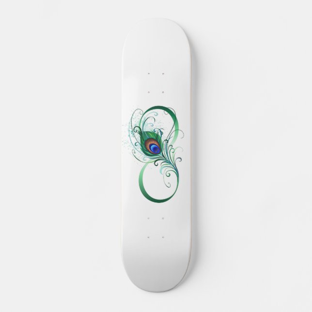 Infinity Symbol with Peacock Feather Skateboard (Front)