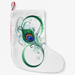 Infinity Symbol with Peacock Feather Small Christmas Stocking