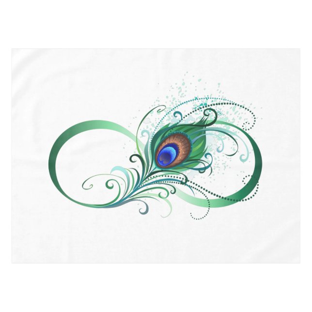 Infinity Symbol with Peacock Feather Tablecloth (Front (Horizontal))