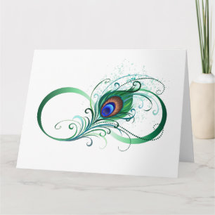 Infinity Symbol with Peacock Feather Thank You Card