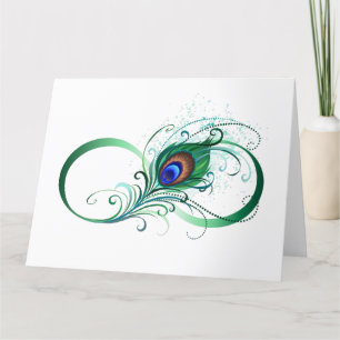 Infinity Symbol with Peacock Feather Thank You Card