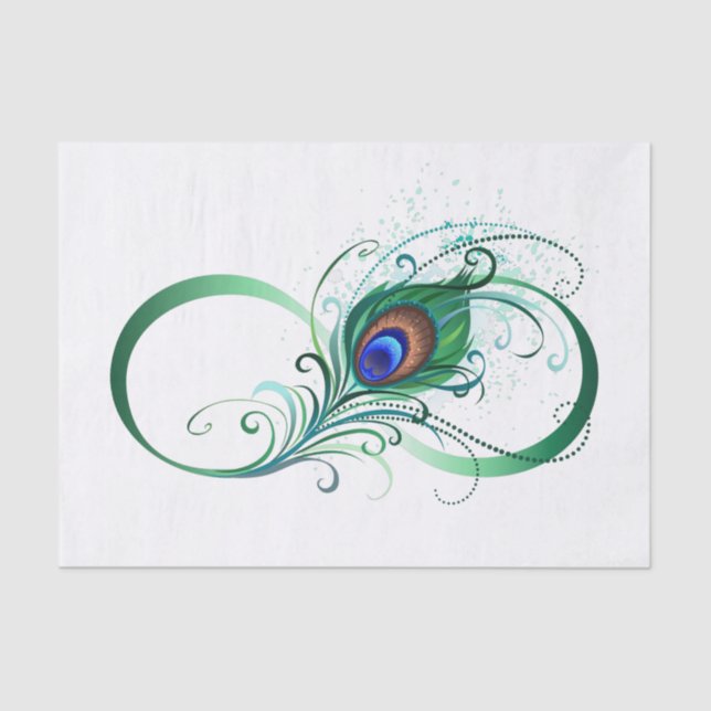 Infinity Symbol with Peacock Feather Tissue Paper (Front)