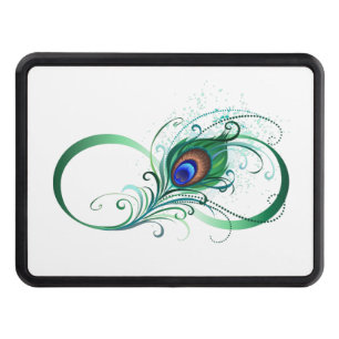 Infinity Symbol with Peacock Feather Trailer Hitch Cover