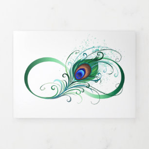 Infinity Symbol with Peacock Feather Tri-Fold Announcement