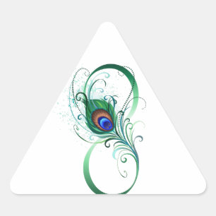 Infinity Symbol with Peacock Feather Triangle Sticker