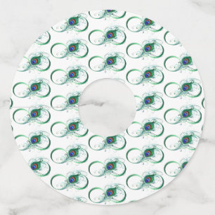 Infinity Symbol with Peacock Feather Wine Glass Tag