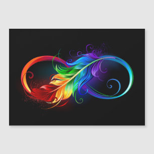 Infinity Symbol with Rainbow Feather