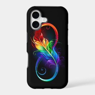 Infinity Symbol with Rainbow Feather
