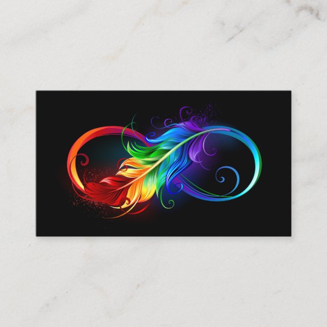 Infinity Symbol with Rainbow Feather Advice Card (Front)