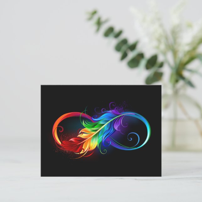 Infinity Symbol with Rainbow Feather Advice Card (Standing Front)