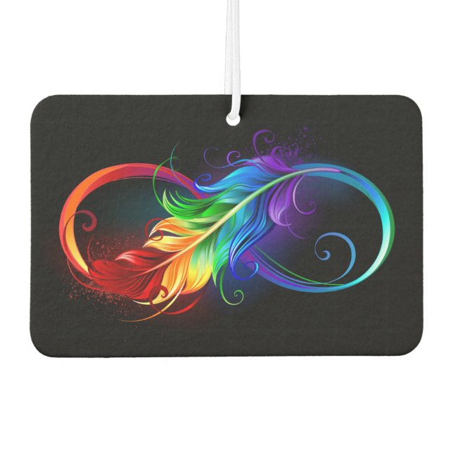 Infinity Symbol with Rainbow Feather Air Freshener (Front)