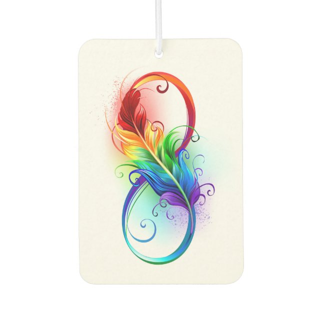 Infinity Symbol with Rainbow Feather Air Freshener (Front)