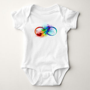 Infinity Symbol with Rainbow Feather Baby Bodysuit