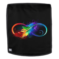 Infinity Symbol with Rainbow Feather