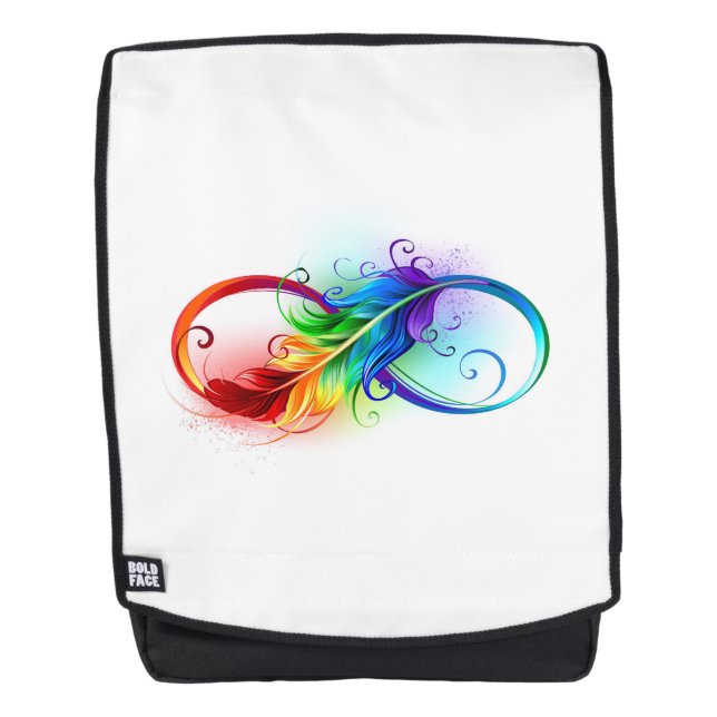 Infinity Symbol with Rainbow Feather Backpack (Front)