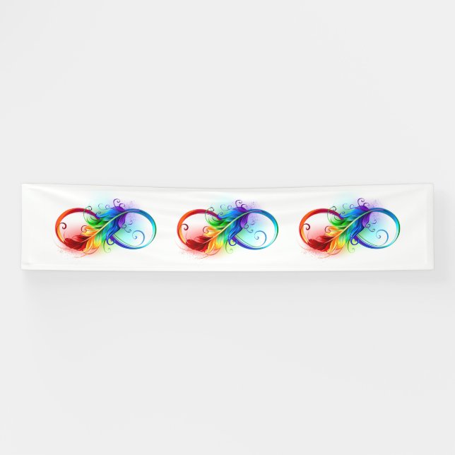 Infinity Symbol with Rainbow Feather Banner (Horizontal)