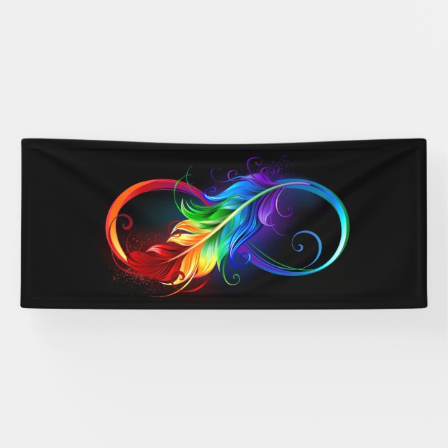 Infinity Symbol with Rainbow Feather Banner (Horizontal)