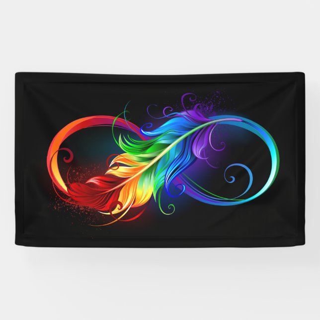 Infinity Symbol with Rainbow Feather Banner (Horizontal)