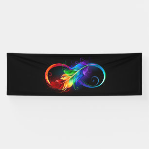 Infinity Symbol with Rainbow Feather Banner