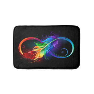 Infinity Symbol with Rainbow Feather Bath Mat