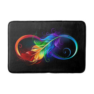 Infinity Symbol with Rainbow Feather Bath Mat