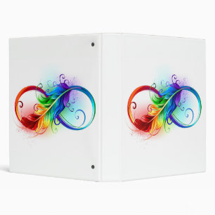 Infinity Symbol with Rainbow Feather Binder