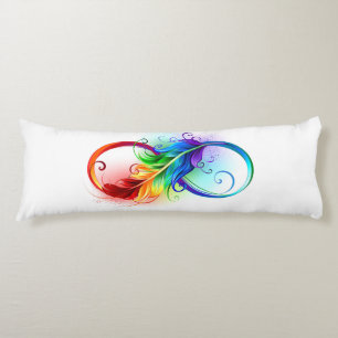 Infinity Symbol with Rainbow Feather Body Pillow