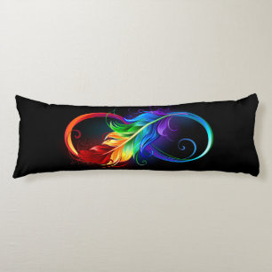 Infinity Symbol with Rainbow Feather Body Pillow