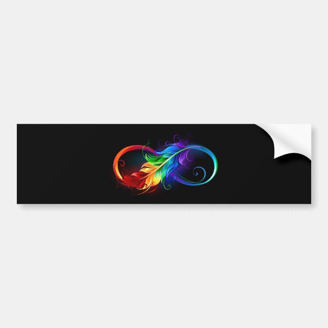 Infinity Symbol with Rainbow Feather Bumper Sticker (Front)