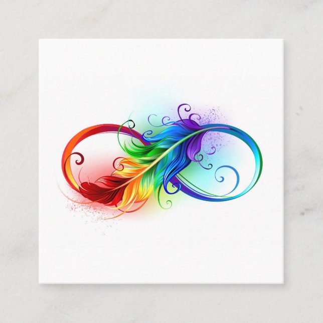 Infinity Symbol with Rainbow Feather Calling Card (Front)