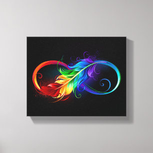 Infinity Symbol with Rainbow Feather Canvas Print