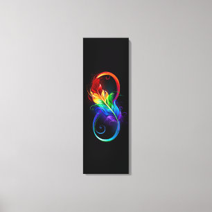 Infinity Symbol with Rainbow Feather Canvas Print