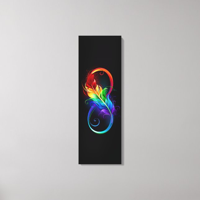 Infinity Symbol with Rainbow Feather Canvas Print (Front)