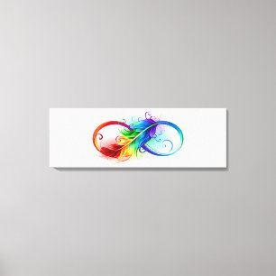 Infinity Symbol with Rainbow Feather Canvas Print
