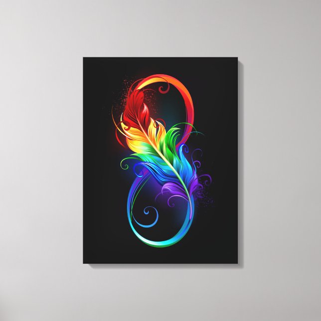 Infinity Symbol with Rainbow Feather Canvas Print (Front)