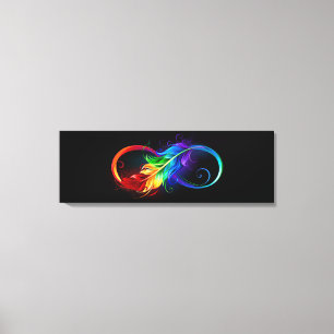 Infinity Symbol with Rainbow Feather Canvas Print