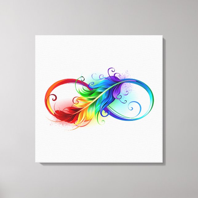 Infinity Symbol with Rainbow Feather Canvas Print (Front)