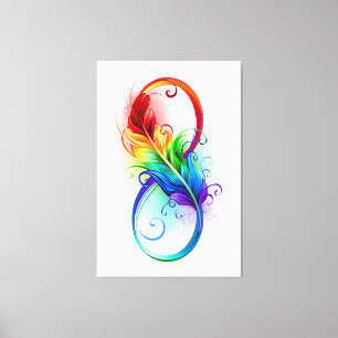 Infinity Symbol with Rainbow Feather Canvas Print