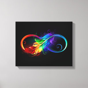 Infinity Symbol with Rainbow Feather Canvas Print