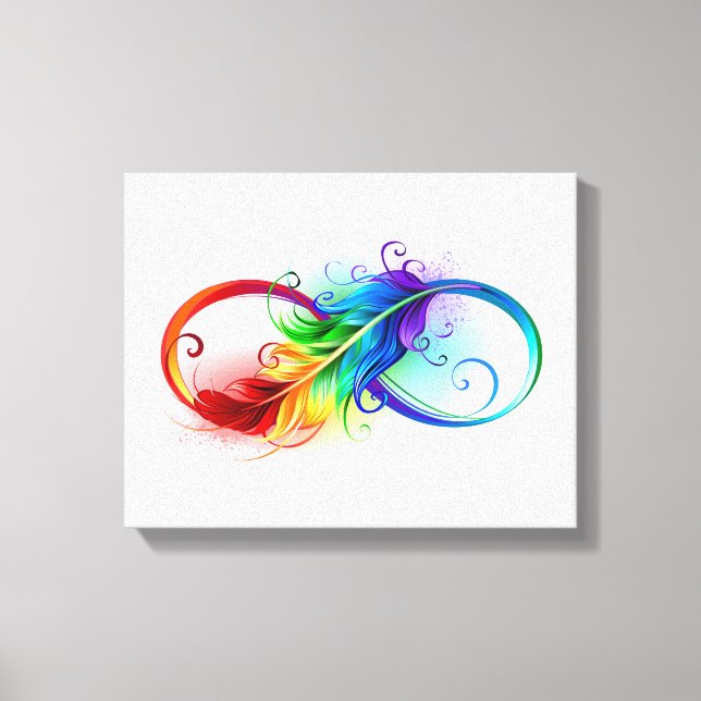Infinity Symbol with Rainbow Feather Canvas Print (Front)