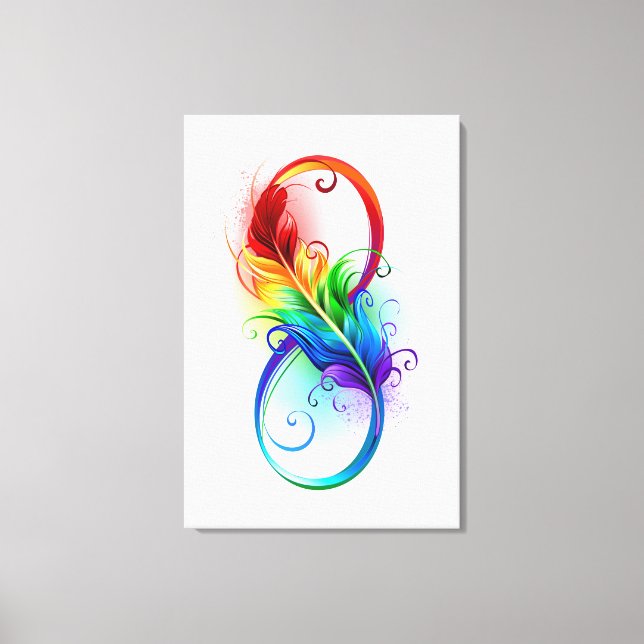 Infinity Symbol with Rainbow Feather Canvas Print (Front)
