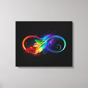 Infinity Symbol with Rainbow Feather Canvas Print
