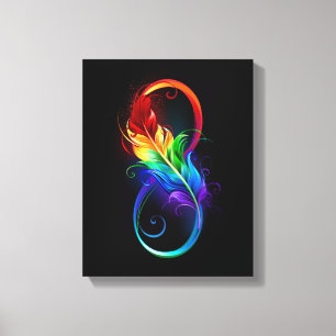 Infinity Symbol with Rainbow Feather Canvas Print