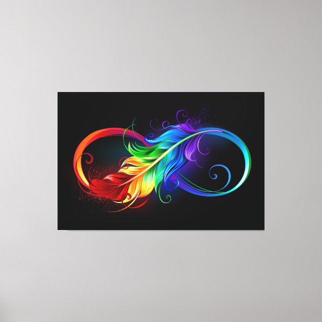 Infinity Symbol with Rainbow Feather Canvas Print (Front)