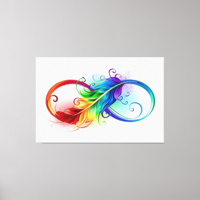 Infinity Symbol with Rainbow Feather Canvas Print (Front)