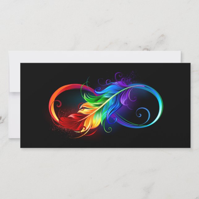 Infinity Symbol with Rainbow Feather Card (Front)