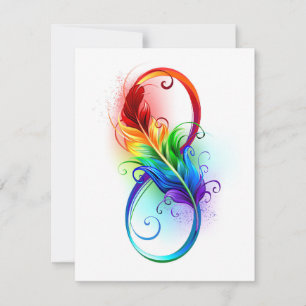 Infinity Symbol with Rainbow Feather Card