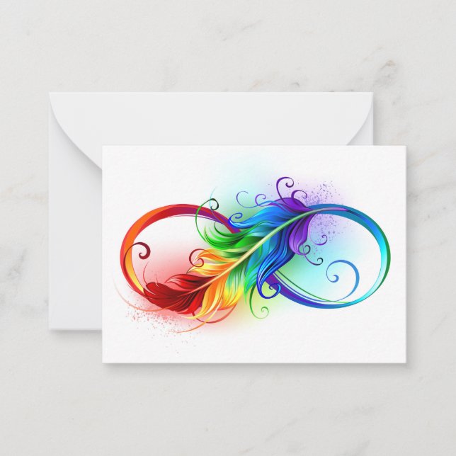 Infinity Symbol with Rainbow Feather Card (Front)