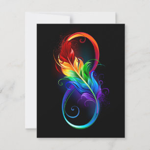 Infinity Symbol with Rainbow Feather Card
