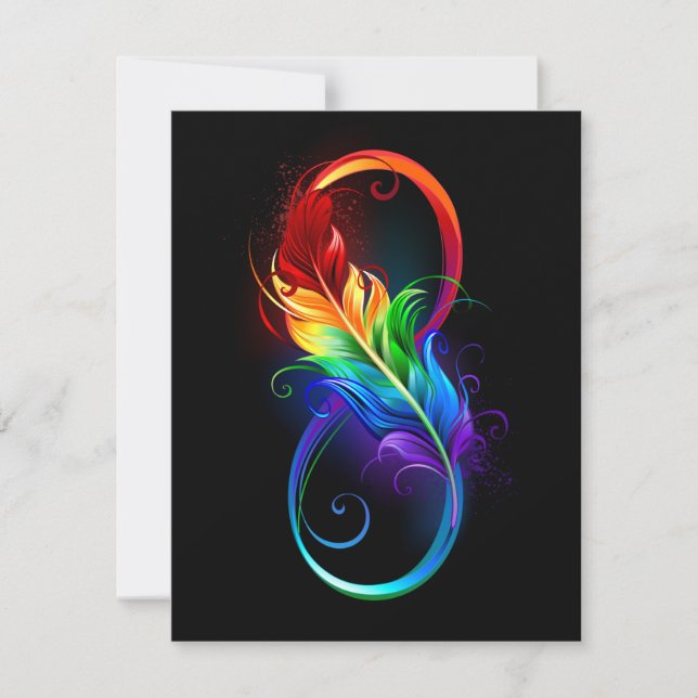 Infinity Symbol with Rainbow Feather Card (Front)